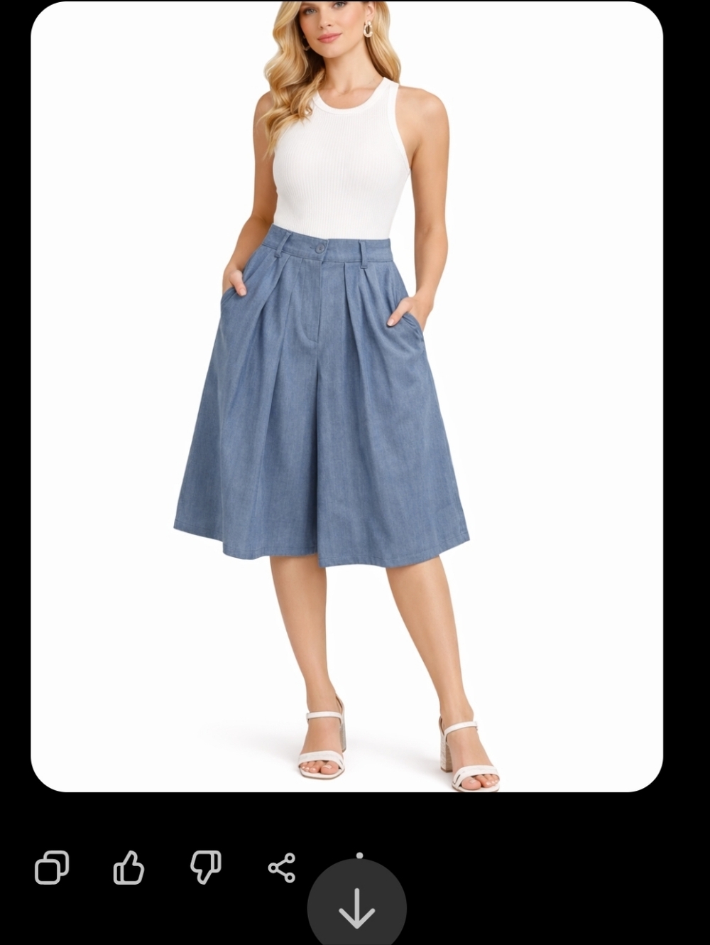 Free People Casual Pleated Chambray Shorts  -‎ Rare